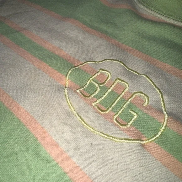 Urban Outfitters BDG Green Pink Cropped Striped Sweatshirt Small - Picture 2 of 3